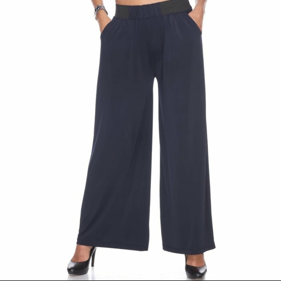BIJORCA Pants - NAVY BLUE PALAZZO PANTS-OS